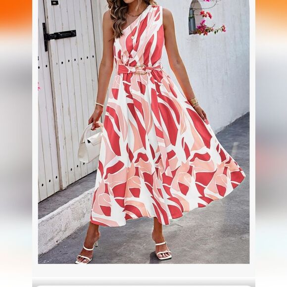 New Women's Sun Sleeveless Floral Print Dress XL 16-18 Summer Vacation - Picture 2 of 9